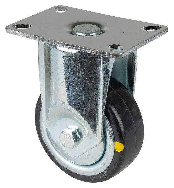 Roulettes BS Roulette pour appareils lourds, largeur 30 mm, Ø80 mm, jusqu'à 80 kg, caoutchouc gris, conducteur d'électricité, corps de roue en plastique, roulements à billes, platine, C110.A89.080