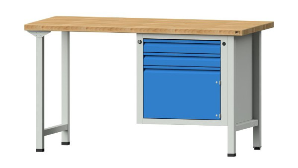 Établis ANKE Établi combiné, modèle 702 E, 1500 x 700 x 840 mm, RAL 7035/5012, BMP 40 mm, 510.508
