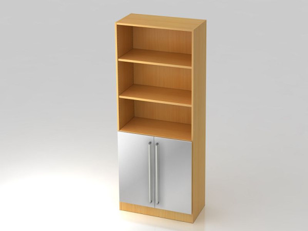 Armoire Hammerbacher 5OH, 2 portes sous le panneau de plinthe, poignée chromée hêtre/argent, 80x42x200,4 cm (LxPxH), V7700/6/S/CE