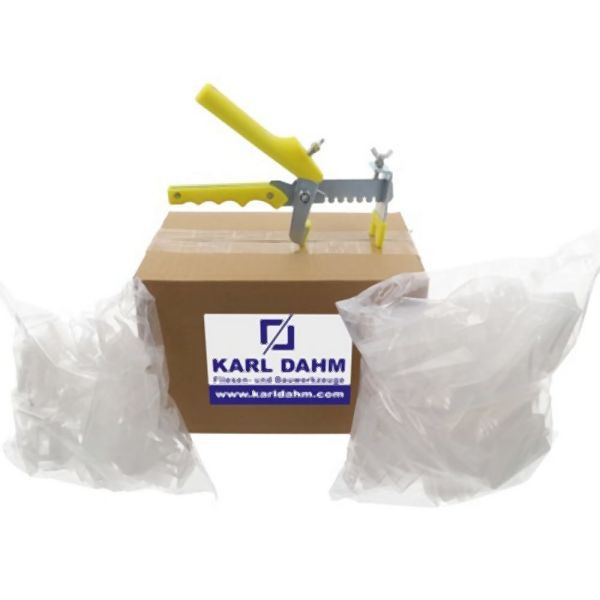 Système de nivellement de cales Karl Dahm transparent, 100 cales, 100 tirettes, 1 pince, 12059
