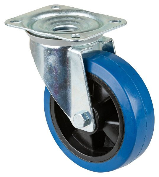 Rouleau de transport BS rollers, largeur de roue 50 mm, roue Ø 160 mm, capacité de charge 300 kg, pneus élastiques bleus, roulements à billes, lot de 2, L400.B62.161
