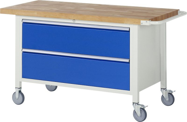 Etabli mobile RAU 8000 - modèle 8355, L1500 x P700 x H880-1080 mm, conteneur de base, 2x tiroirs : 2xH270 mm, 05-8355A2-157B4H.11