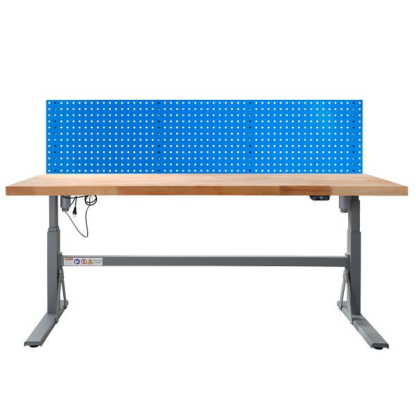 Etabli ADB réglable en hauteur "HEAVY" avec paroi perforée, bleu clair, 42762