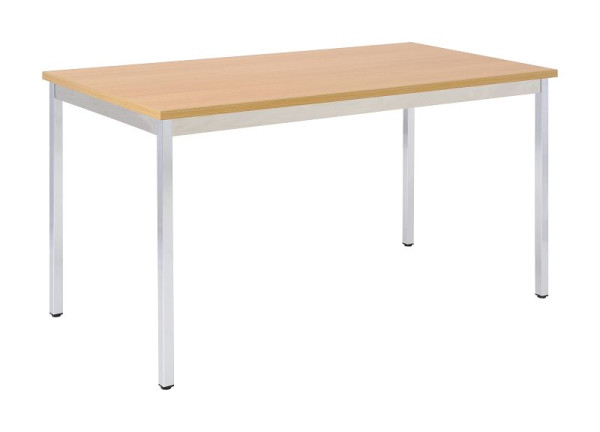 Table polyvalente Bisley MULTI Desking, rectangulaire, chromée, 25 mm, décor hêtre BC, H 740 x L 1200 x P 600 mm, MTC251206BC399