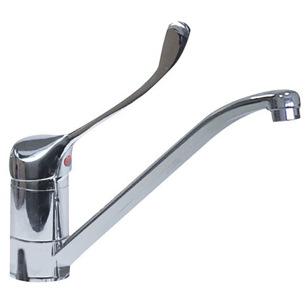Mitigeur monobloc Gastro-Inox "Haute Performance" avec commande coudée, 220 mm, mitigeur monotrou à bras pivotant, 402.411