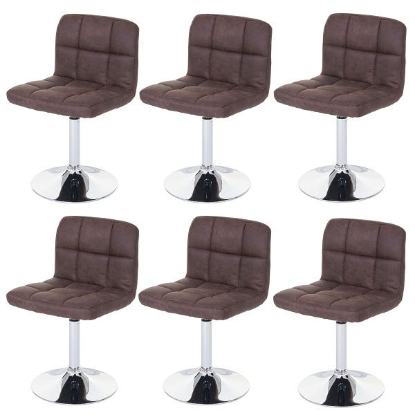 Mendler set de 6 chaises de salle à manger Kavala, chaise pivotante, imitation daim chrome, marron foncé vintage, 3x59771