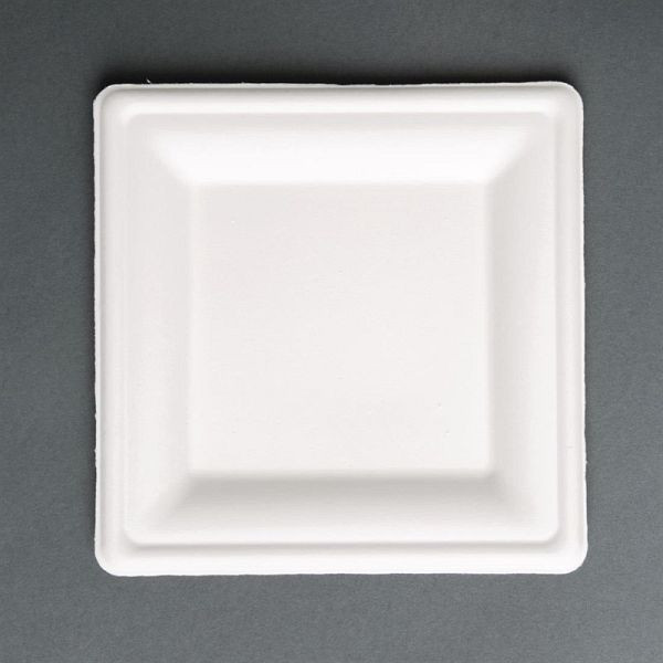 Fiesta Compostable Assiettes carrées en bagasse compostable 26,1 cm (lot de 50), FC520