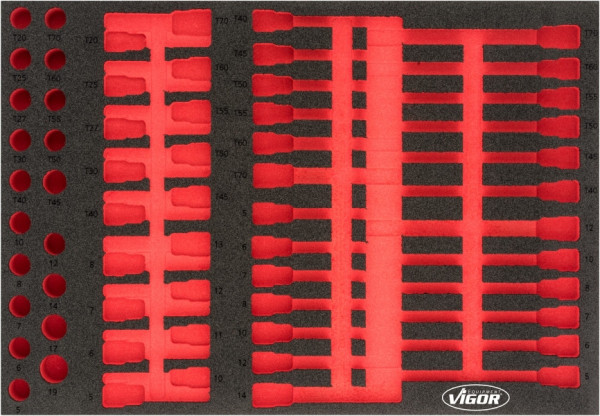 Inserts en mousse souple bi-composants VIGOR, utilisation : V4727, V4726