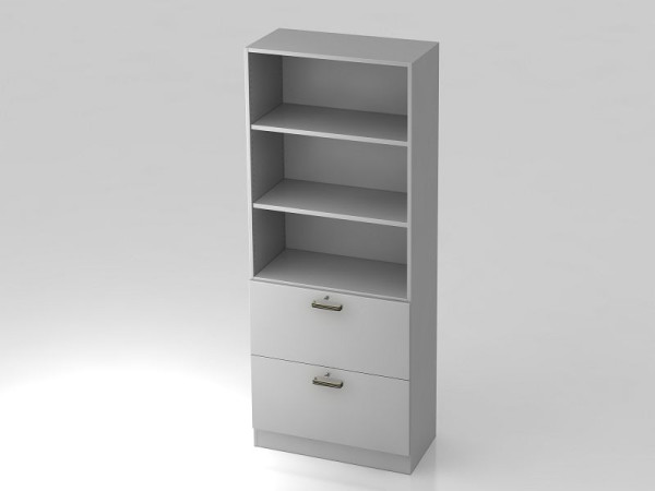 Armoire Hammerbacher 5OH, 2HR, panneau de plinthe poignée rayée gris/gris, 80x42x200,4 cm (LxPxH), V7300/5/5/SG