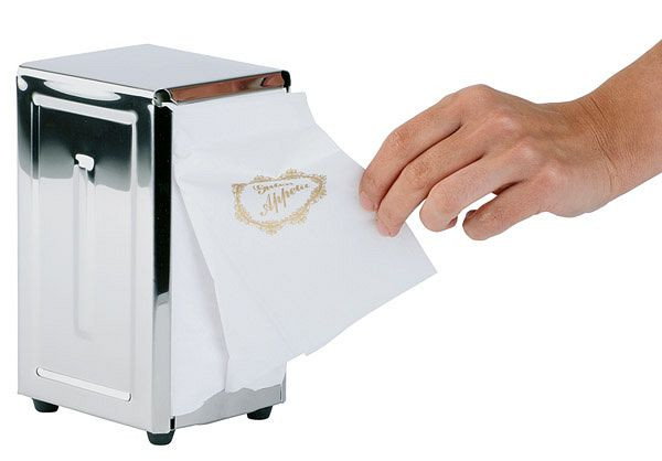 Porte-serviettes APS, 10 x 11,5 cm, hauteur : 18,5 cm, acier inoxydable, poli, pour serviettes pliées en 1/8, 11720