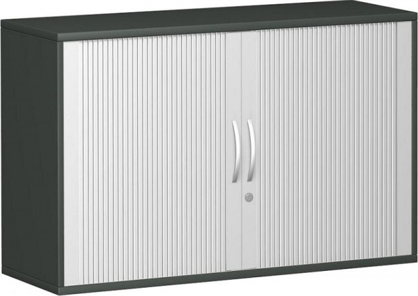 armoire à volets roulants geramöbel 1 étagère décorative, verrouillable, 1200x425x768, argent/graphite, N-10Q212-SG