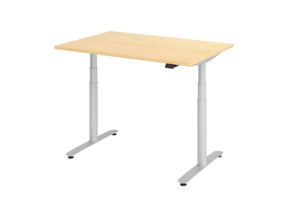 Hammerbacher bureau assis-debout électrique 120x80cm érable/argent, VXDLR12/3/S
