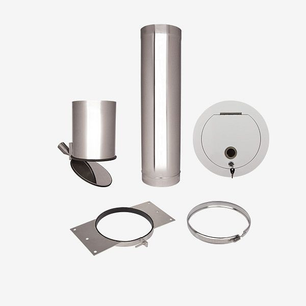 Système d'évacuation du linge HKW, kit complet 1, acier inoxydable, longueur de tige : 1,30 mètres, Ø 250 mm, 22501N
