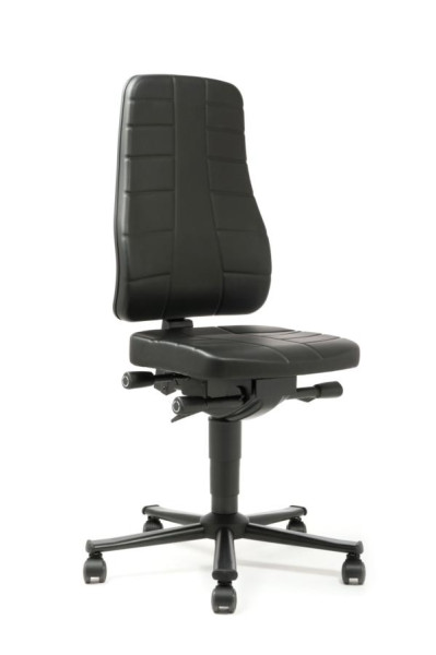 bimos All-In-One Highline avec roues et simili cuir noir, hauteur d'assise 450-600 mm, 9643-2571