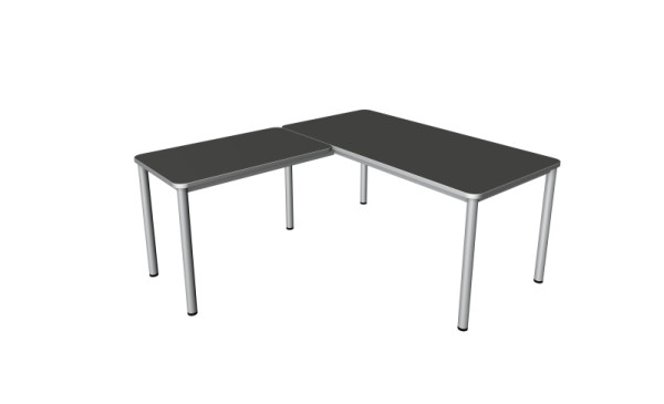 Poste de travail angulaire Kerkmann Prime, bureau L 1600 x P 800 x H 750 mm, table d'extension 1000 x 600 x 750 mm, anthracite, 11043013