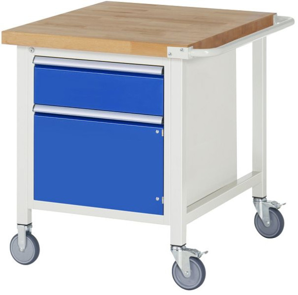 Etabli mobile RAU 8000 - modèle 8152, L750 x P900 x H880-1080 mm, base système L670 x P850 mm, 1 x tiroir, 1 x porte battante, 05-8152A2-079B4H.11