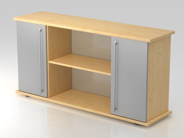 Buffet Hammerbacher 2 portes 166cm poignée de garde-corps érable/argent, 166,1x44,8x84 cm (LxPxH), VSB2T/3/S/RE