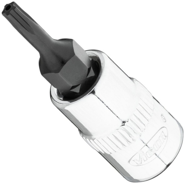 Embout de tournevis VIGOR T-Plus, carré 6,3 mm (1/4 pouce), profil interne 5 étoiles avec tenon, T10+H, V7037-IPR10