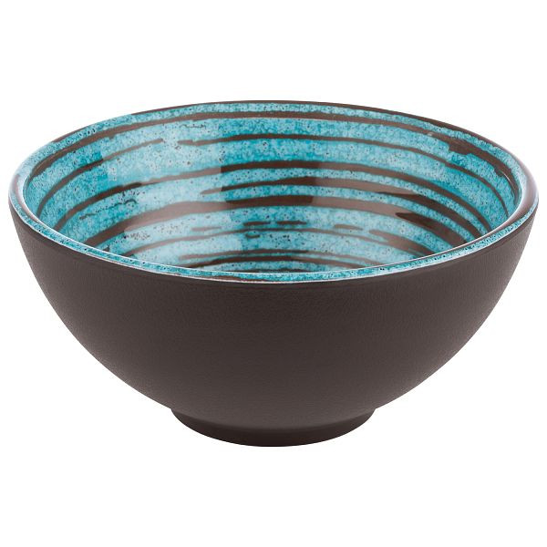 Bol APS -CANCUN-, Ø 15 x 7 cm, mélamine, intérieur : décor, turquoise / marron, extérieur : marron, 0,5 litre, 85205