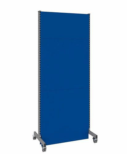 Cloison acoustique mobile DENIOS, champ de base, L 1000, H 2500 mm, tôle perforée acoustique d'un côté, gris/bleu, 293103