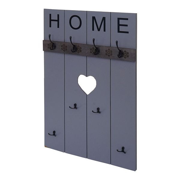 Armoire murale Mendler HWC-C89 Home, panneau d'armoire, look vintage shabby, 8 crochets 91x60cm, gris-bleu, 94476