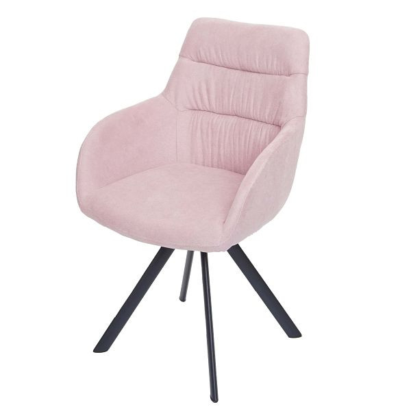 Chaise de salle à manger Mendler HWC-J69, chaise de cuisine avec accoudoirs, position automatique pivotante, velours, rose, 82600