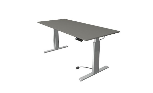 Kerkmann Move 3 table assis/debout argent, L 1800 x P 800 mm, réglable en hauteur électriquement de 720 à 1200 mm, graphite, 10233312