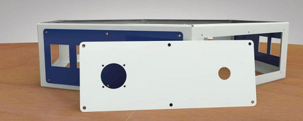 KLW boîtier vide de fixation d'énergie hexagonale pour poste de travail longueur 1350 mm, avec plaque de recouvrement en hêtre multiplex, 6E-EAB-K135-L01