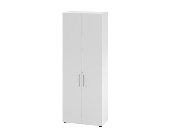 Armoire combinée Hammerbacher, 6 OH, corps : blanc / façade : gris, 80 x 41,7 x 215,6 cm, angle d'ouverture 110°, poignée métallique BS, V968T6/W/5/BS