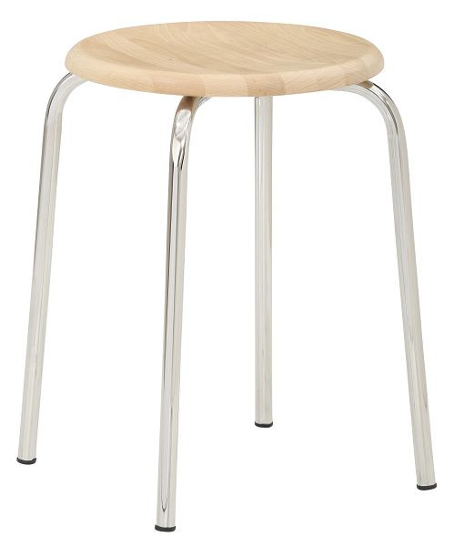 Tabouret Mayer Sitzmöbel myLUPO, assise creuse en hêtre massif, laqué naturel, structure chromée, 1134_01_91