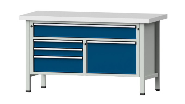 Établis ANKE Établi en caisson, modèle 256 V, 1500 x 700 x 850 mm, RAL 7035/5010, KSP 50 mm, 304.102