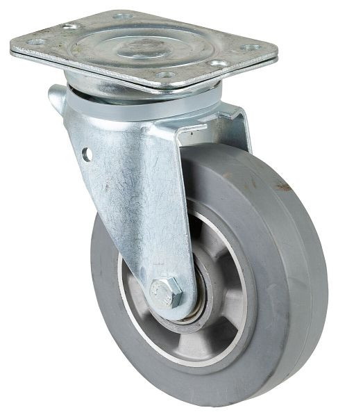 Roulette robuste BS Wheels, largeur de roue 50 mm, Ø roue 160 mm, capacité de charge 300 kg, bandages élastiques gris, corps de roue en aluminium, roulements à billes, N100.B83.160