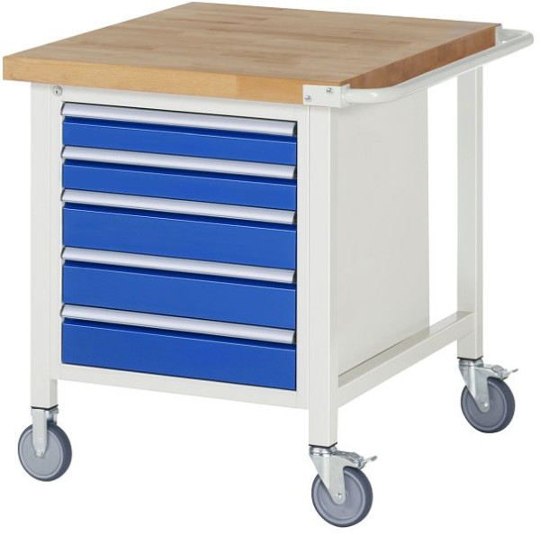 Etabli mobile RAU 8000 - modèle 8171, L750 x P900 x H880-1080 mm, base système L670 x P850 mm, 5 tiroirs, 05-8171A2-079B4H.11