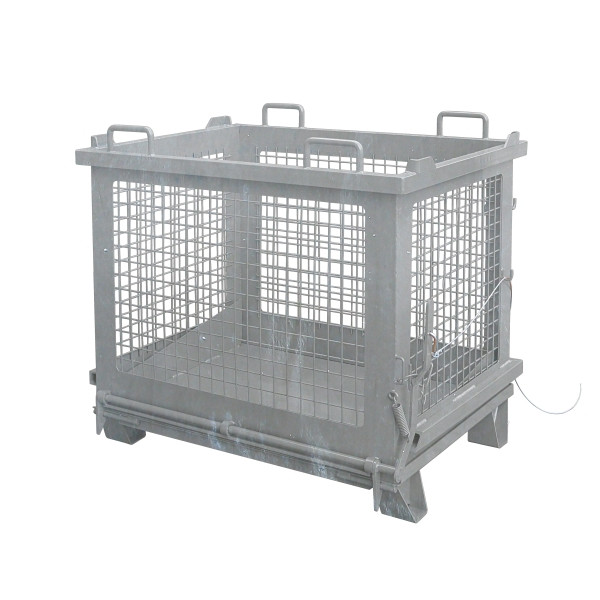 Conteneur grillagé industriel Eichinger avec rabat de fond déverrouillable, 500 kg, 1000 litres, galvanisé à chaud, 20371200002000