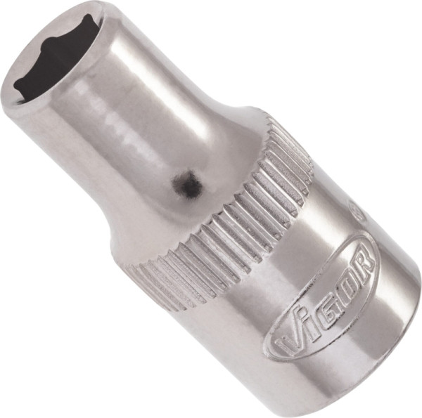 Insert de clé à douille VIGOR, carré creux 6,3 mm (1/4 pouce), profil à six pans extérieurs, 5,5 mm, V2417N