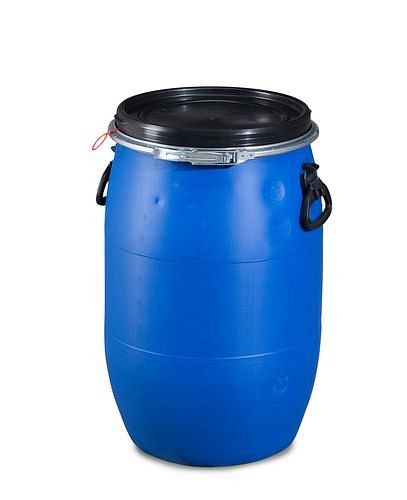 Fût à couvercle plastique DENIOS avec vanne de dégazage, 60 litres, 266-135