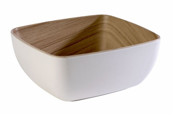 Bol APS GN 1/6 -FRIDA-, 17,6 x 16,2 cm, hauteur : 7,5 cm, mélamine, intérieur : aspect bois, extérieur : blanc, 84583