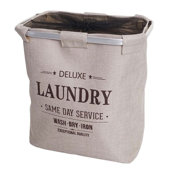 Panier à linge Mendler HWC-C34, Panier à linge, panier à linge, panier à linge avec filet, 1 compartiment 56x49x30cm 82l, beige, 96938