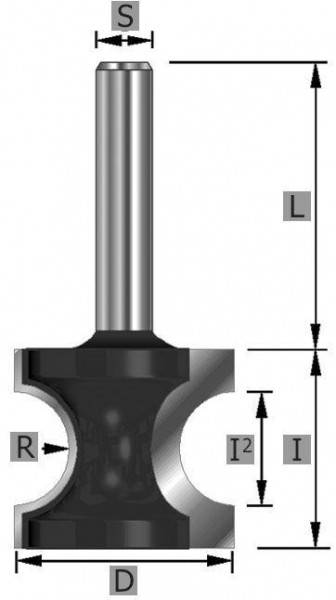 Fraise demi-tige Edessö HW, A: 12,7, R: 6,35, B: 22,2, C: 8, 112112708