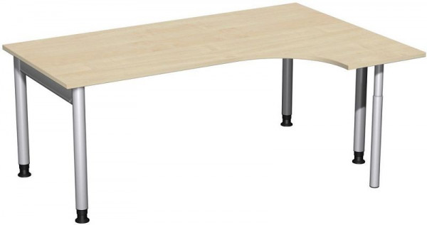 Bureau PC geramöbel droit, réglable en hauteur, 1800x1200x680-820, érable/argent, N-657323-AS