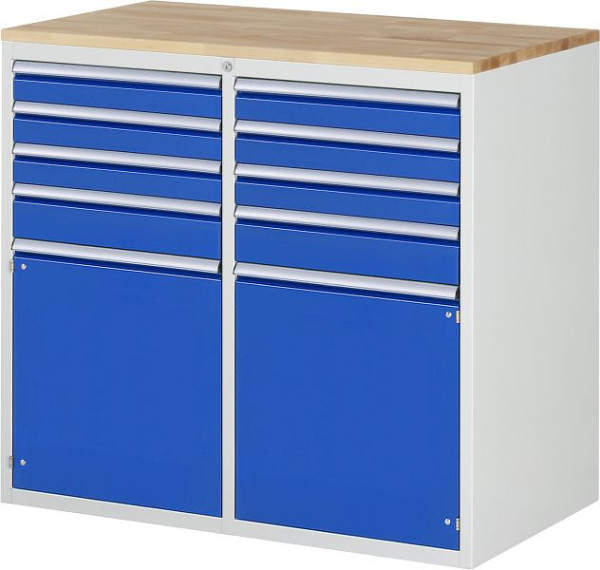 Armoire à tiroirs RAU 7000, 1145x650x1035mm, gauche : 3x90, H120mm, porte battante, droite : 3x90, H120mm, porte battante, hêtre massif, 03-LL7.3.3AB.11