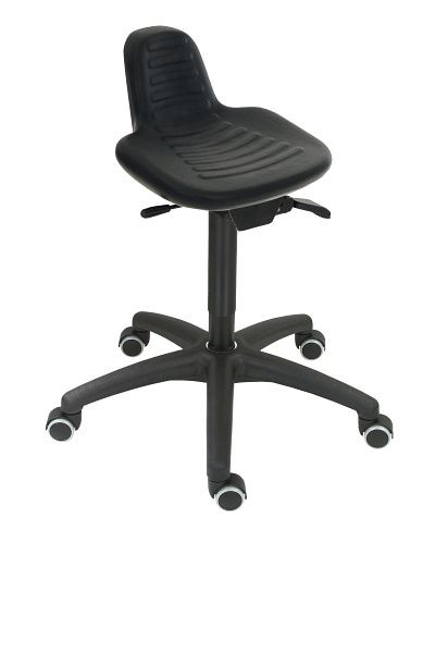 Tabouret Lotz, siège ergonomique en PU noir, réglable en hauteur 450-640, croix en plastique, 4671.11
