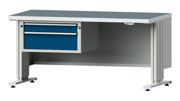 Établis ANKE table de travail LIFT avec sous-structure, modèle 501 VL, 1500 x 800 x 740-1140 mm, RAL 7035/5010, UBP 40 mm, 405.212