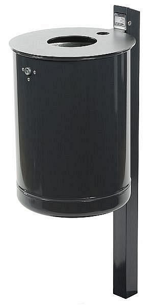 Poubelle Renner "Série EP" environ 46,5 L, avec cendrier, avec disque de couvercle et poteau en acier inoxydable, gris anthracite, 7039-35EP 7016