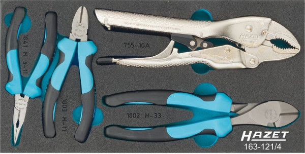Jeu de pinces Hazet, nombre d'outils : 4, nombre d'outils : 4, nombre total d'outils : 4, pièce de rechange : 163-121L, accessoires : 165-L, 163-121/4