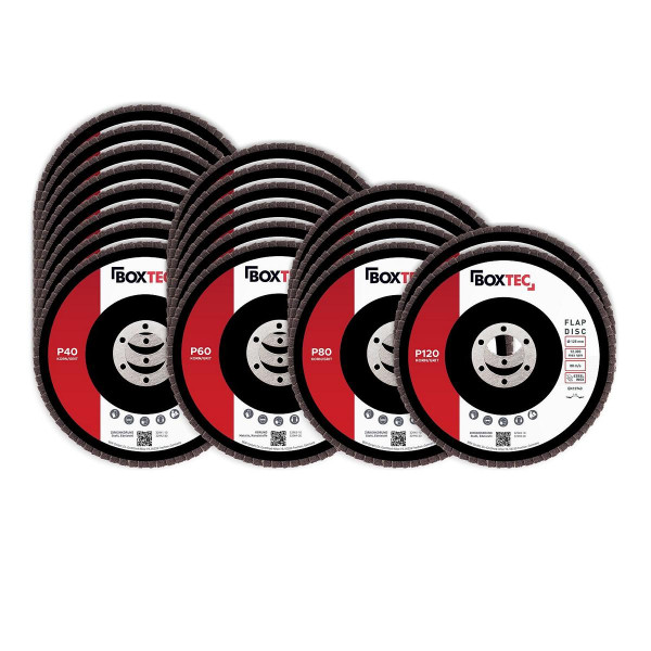 BOXTEC Disques à lamelles MARRON 125 mm Disques à lamelles Disques abrasifs pour métal et bois Pack de 20 MIX Set, 32972