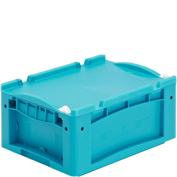 BITO petit porte-charge KLTD avec couvercle /KLT 43170ASDV 400x300x170 turquoise, couvercle fermeture couvercle, C0572-0036