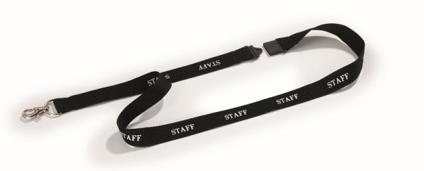 Bracelet textile DURABLE avec mousqueton, bracelet noir avec imprimé blanc "STAFF", paquet de 10, 823901
