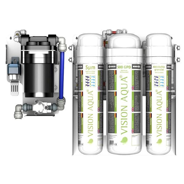 Filtre à eau VISION AQUA VA-Basic PLUS - 12V - avec convertisseur de tension, kit d'installation et robinet d'eau à 1 voie, 9000049.1