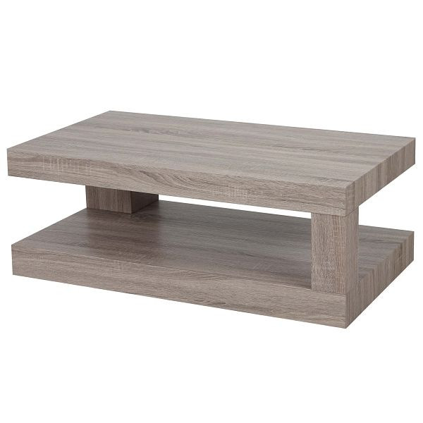 Table basse Mendler HWC-A32, table de salon, structure 3D, 40x110x60cm, aspect chêne foncé, 59399+59400